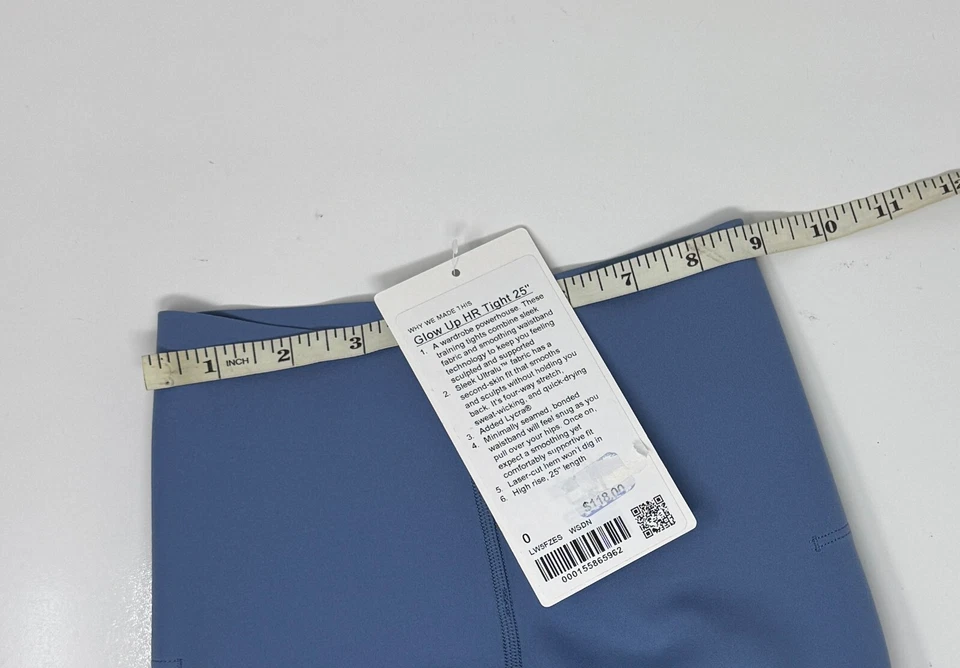 Lululemon Glow Up HR Tight 25” WSDN Washed Denim Blue Size 0 Running Leggings - Image 3 of 4
