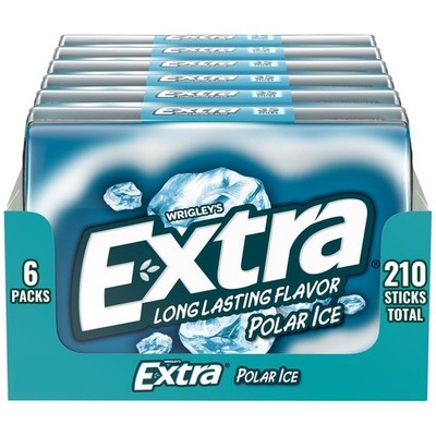 Sugar Free Polar Ice Chewing Gum Packs - Breath Fresheners, 15 Ct (6 Pack)