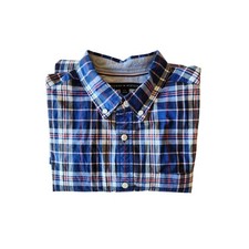 Tommy Hilfiger Long Sleeve Men's Shirt Large Casual Custom Fit Plaid Button Down