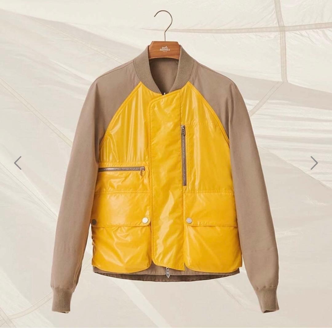HERMES Reversible rib trim jacket 46