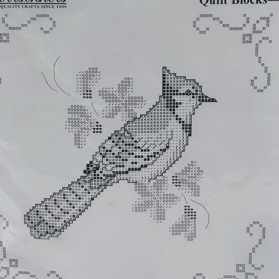 Herrschners Blue Jay Bird Quilt Blocks Set Of 6 Stamped Cross Stitch - Image 2 of 4