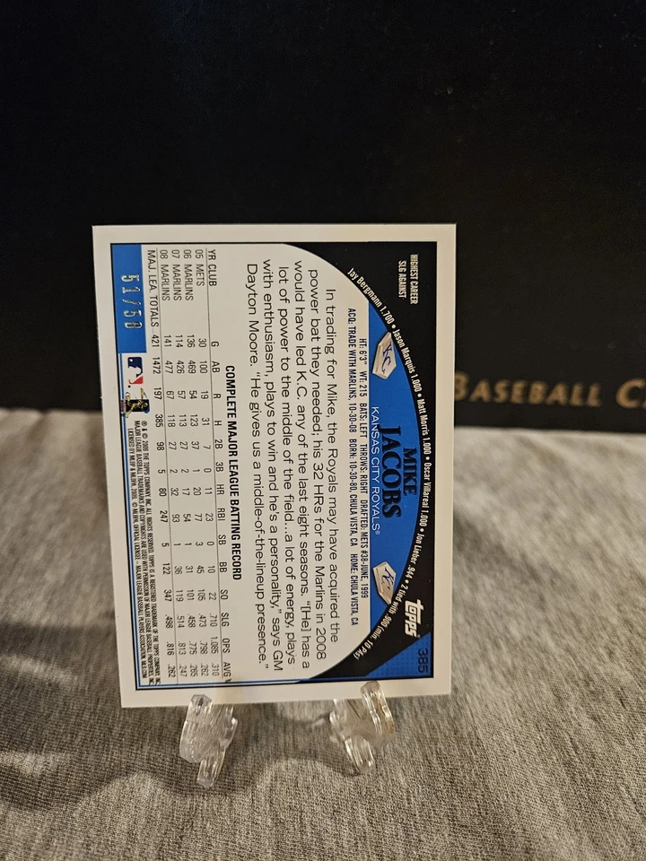 2009 Topps Black /58  Mike Jacobs Sp Pack Fresh Royals #385 - Image 2 of 2