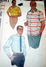  VTG 1950s MENS SHIRT Sewing Pattern MEDIUM CHEST 38-40