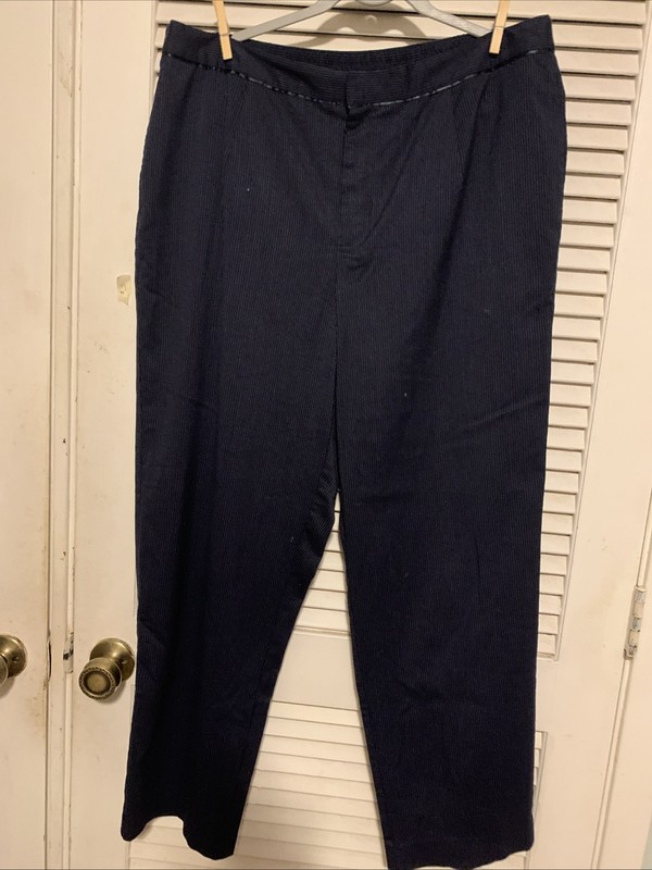 Women's JH COLLECTIBLES NAVY PIN STRIPE DRESS PANT SZ 16W SIDE POCKETS