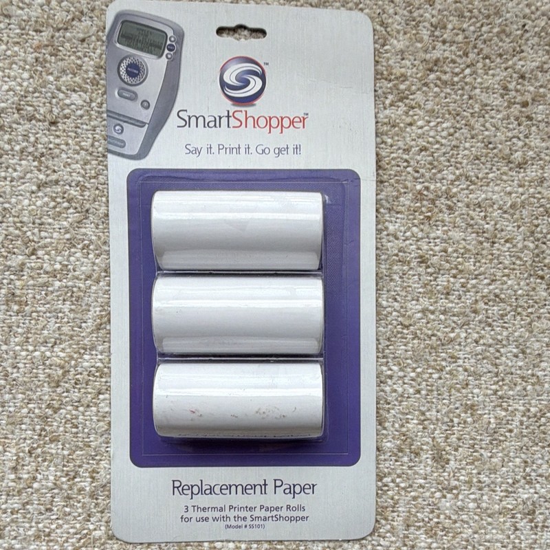 SmartShopper PR-102 Thermal Printer Paper Rolls, 3-Pack, 1 3/8 in (26 mm)
