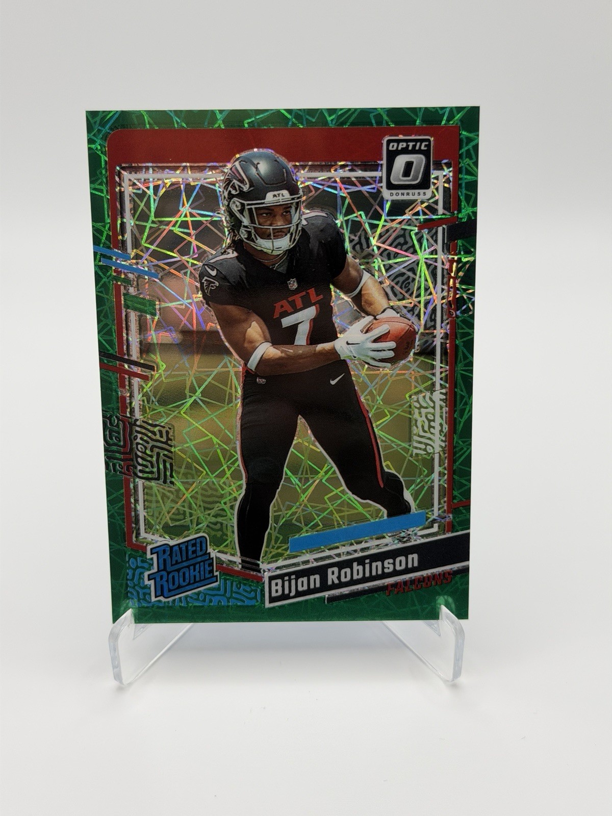 2023 Donruss Optic - Rated Rookie Bijan Robinson #206 Green Velocity Prizm (RC)