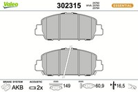 Valeo Bremsbelagsatz, Scheibenbremse 302315 FüR Honda