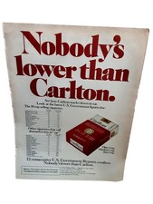 1977 Carlton Cigarettes Vintage Print Ad Nobody’s Lower Than Carlton