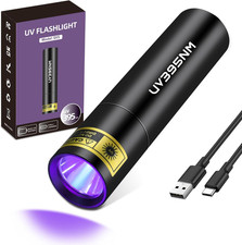 UV Flashlight Black Lights Wood  S Lamp Powerful Mini Portable, LED 395Nm USB Rec