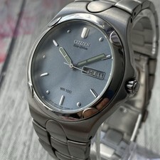 Citizen Watch Eco Drive Vintage Mens Blue Dial All Steel 38mm Case Boxed