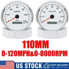 2 Gauge Set 110mm GPS Speedometer 120MPH&Tachometer 8000RPM Gauge for Boat Car 