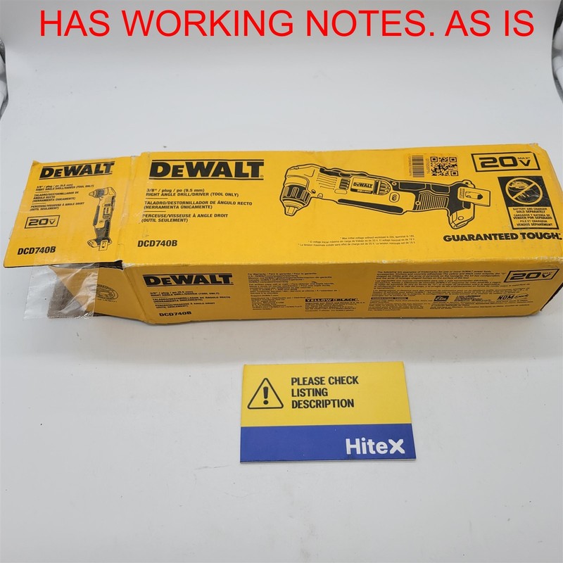 DEWALT 20V MAX Right Angle Drill, Cordless, Tool Only (DCD740B) *READ*