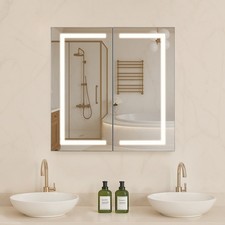 VEVOR Armadietto per Medicinali 65x65 cm Illuminato LED con Specchio da Bagno