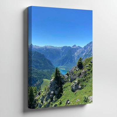 Mountain Landscape Canvas Wall Art Green Hills Blue Sky Nature Scenery Home