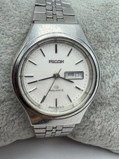 Vintage Ladies Ricoh Q Riquartz Silver Tone Day Date Watch New Battery