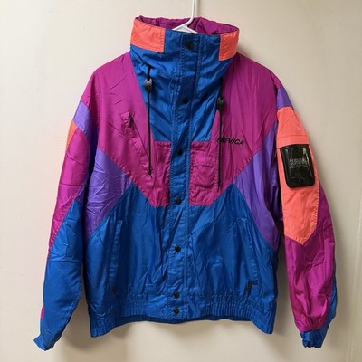 VTG 80s 90s Nevica Ski Jacket Mens Survival Recco Neon Retro Snow