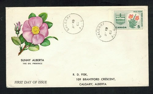 Canada #426 1966 5¢ Alberta Emblems, Unknown cachet FDC - Calgary cds