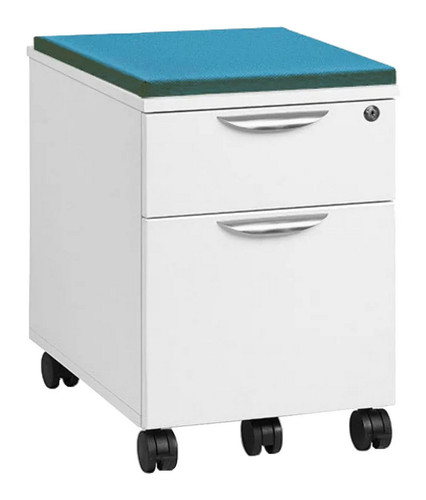Herman Miller Mobile Pedestal Drawers w/ Fabric Cushion Seat (Orange)