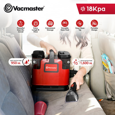 Vacmaster Portable Carpet Upholstery Cleaner, with 18Kpa Suction, Self-Cleaning