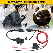 Motorcycle USB Charger Waterproof SAE to USB Cable Adapter Phone GPS Tablets NEW
