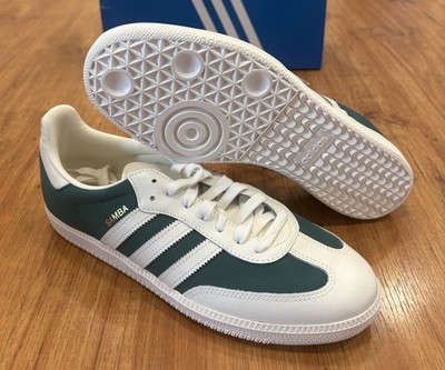 JI3205] MENS ADIDAS SAMBA OG 'OFF WHITE COLLEGIATE GREEN' Sz 9 NIB