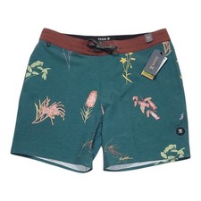 Roark Chiller Board Shorts Men's Size 34 Dark Marine Green Hemp Blend RB479 NWT