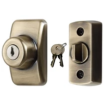 Deadbolt for Storm and Screen Doors Antique Brass Key Lock