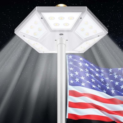 Flag Pole Light Solar Powered Top Mount, 2000Lumen IP67 Waterproof Solar Ligh...