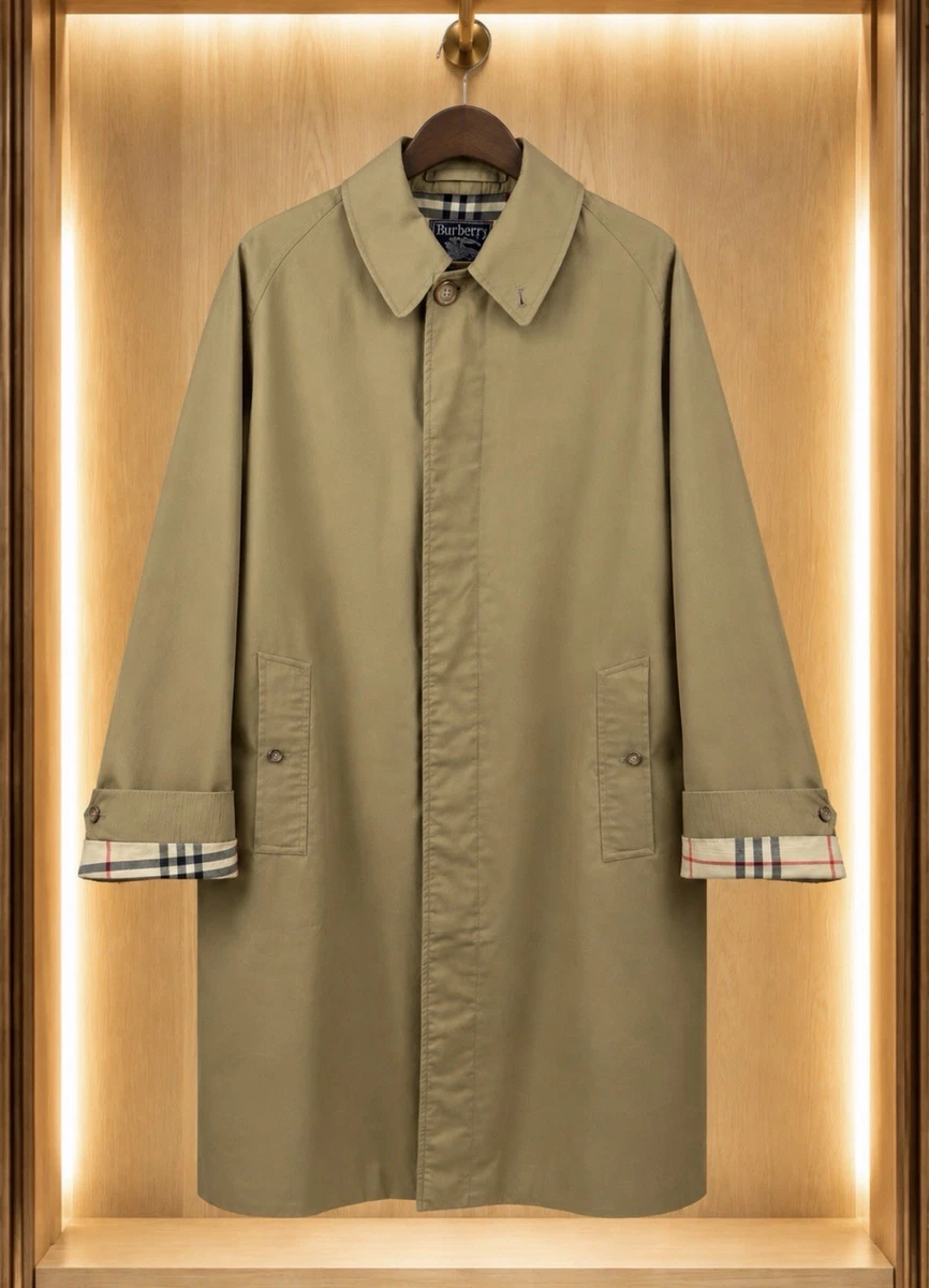 Burberrys Vintage Khaki Trench Coat Nova Check Lining XL