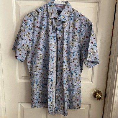 Men s Short Sleeve Button Down Shirt. Large Charleston Threads Beach theme  