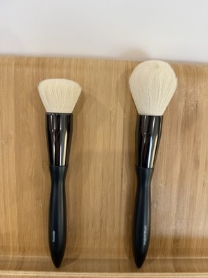 Natural Goat Hair Face Powder Blush Makeup Brush Set Of 2