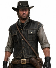 Men's Vintage Western Leather Distressed Frontier Cowboy Vest Arthur Morgan