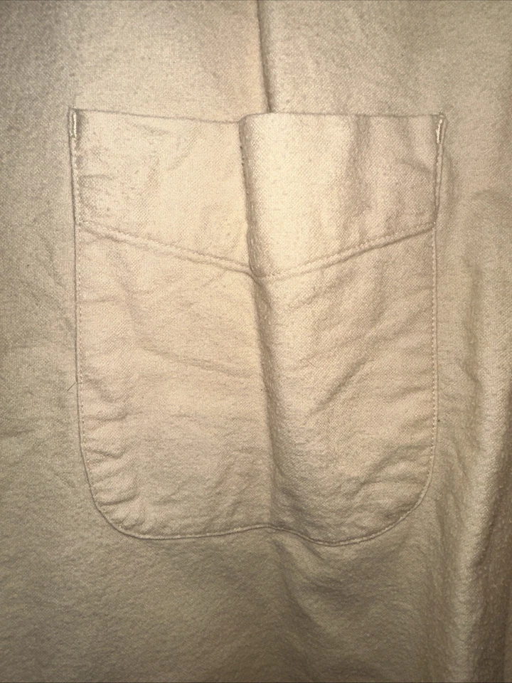 Vintage Boston Traders Chamois Flannel Sz MED Solid Peach Cream Manila EUC! 90s - Image 3 of 4