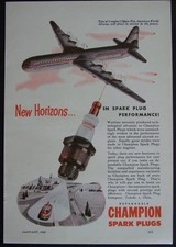 1946 Champion Spark Plug *Pan Am Clipper* vintage AD