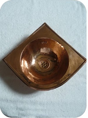Vasque D'angle En Cuivre Rouge – Lavabo Marocain Traditionnel, à Encastrer
