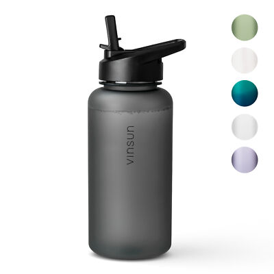Trinkflasche 1L Sport Flasche Wasserflasche BPA frei schwarz Fitness Vinsun