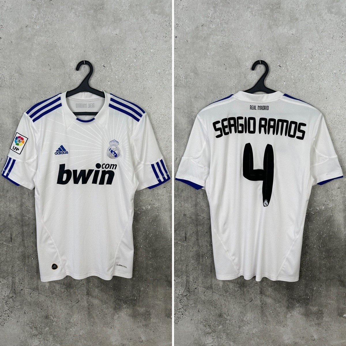 REAL MADRID 2010 2011 HOME FOOTBALL SHIRT #4 SERGIO RAMOS