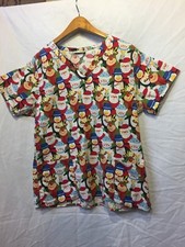 Christmas Womens Small Scrub Top 2 Pocket Life Brand Name