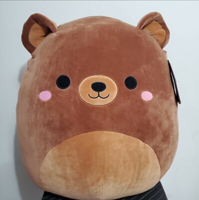 Squishmallow 16'' Omar Teddy Bear Brown Pink Cheek Kellytoy Plush Easter gift toy