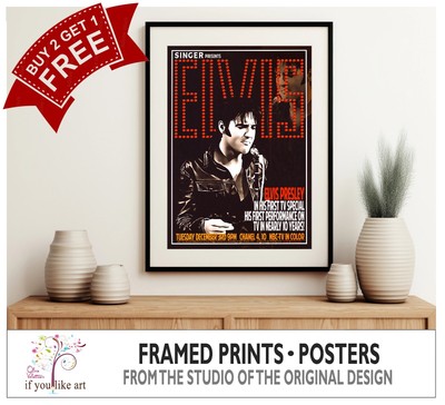 Elvis Presley 1968 TV Sonderposter drei gerahmte Drucke Optionen NEU EXKLUSIV