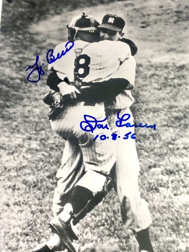 Yogi Berra & Don Larsen 1956 New York Yankees WS auto autograph baseball PHOTO ! - Picture 2 of 5