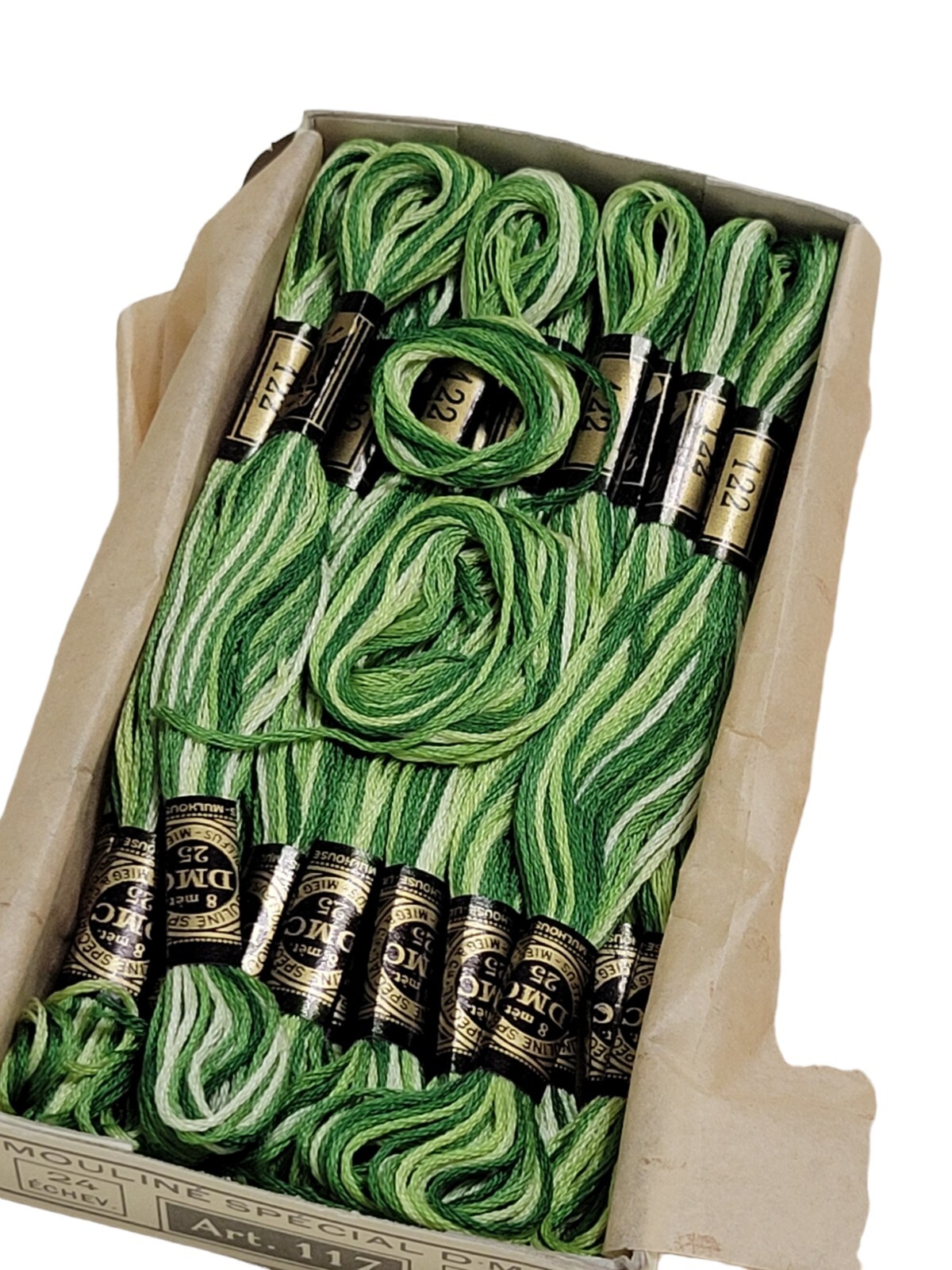 DMC Art 117 Mouline Special 25 Bordado Hilo Caja De 16 Madejas Verdes #122