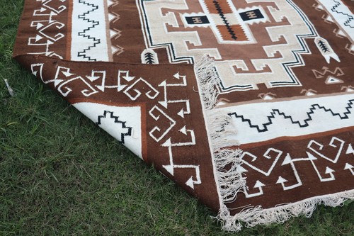 Alfombra tribal turca oriental turca tejida a mano Navajo Kilim 9x12 ft suroeste - Imagen 5 de 8