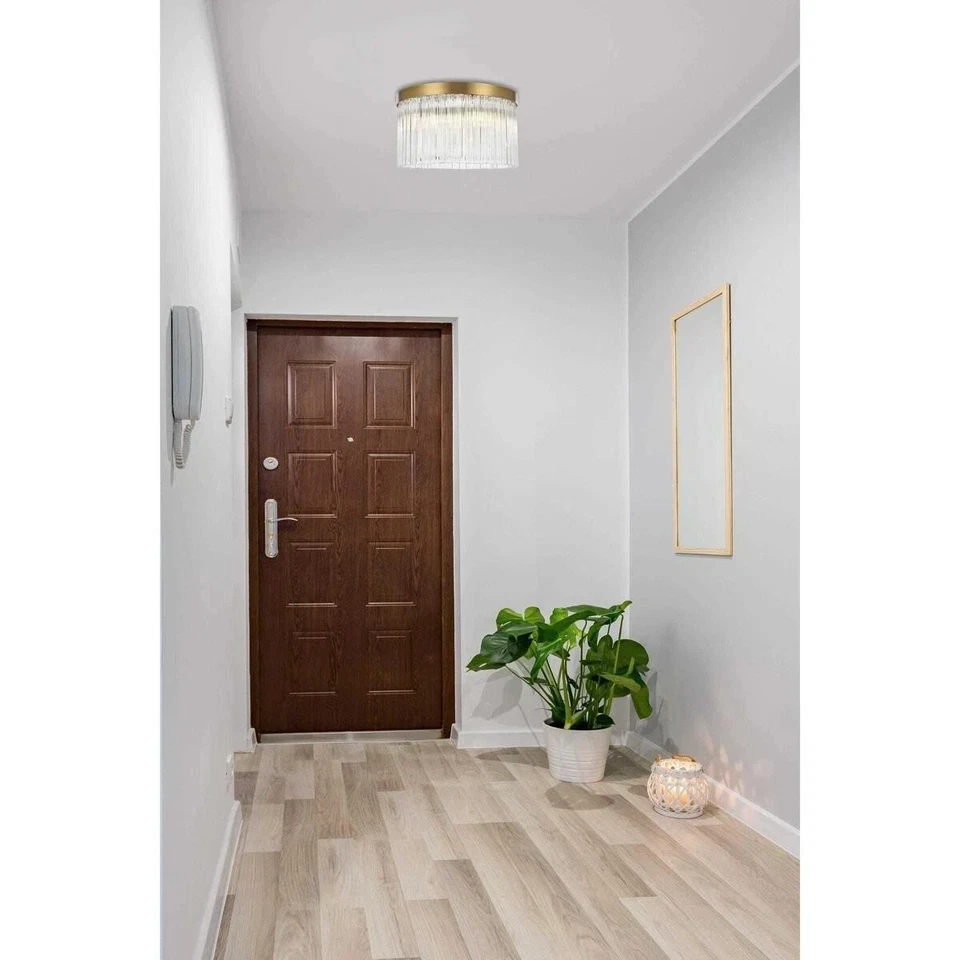 Lámpara de araña de montaje empotrado para techo 4 lámparas de oro satinado calidad vestíbulo de dormitorio Foto 2 de 4