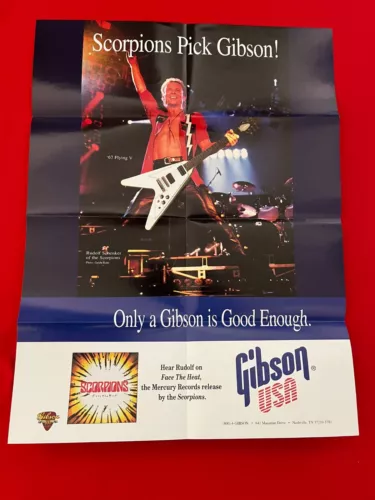 GIBSON GUITAR PROMOTIONAL POSTER FEATURING-SCORPIONS & GIBSON'S COLLECTION 1993