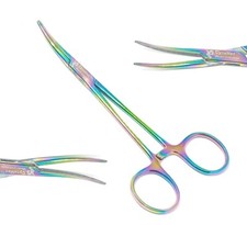 Premium Mosquito Hemostat Forceps 5" Curved Locking Handle Rainbow Surgical