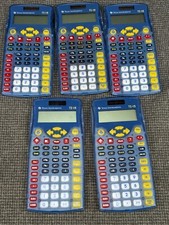 Lot of 5 Texas Instruments TI-15 Calculators w/ Covers and Carrying Caddy