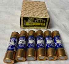Lot of 6 Buss NON 3   - 3 Amp Fuses 250 Volts Class K5 Bussman Cooper Electrical