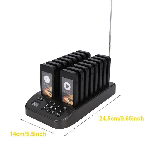 Calling Pager System Digital Red Restaurant Coaster Pagers x 16+1 Transmitter IN - Photo 9/23
