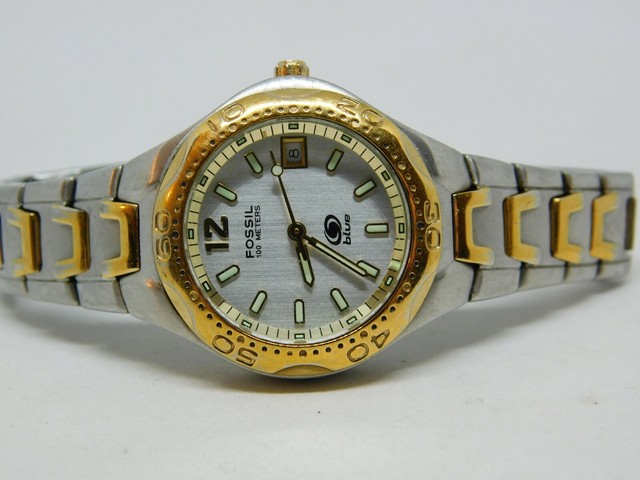 Ladies Fossil Blue AM3425 Two Toned 